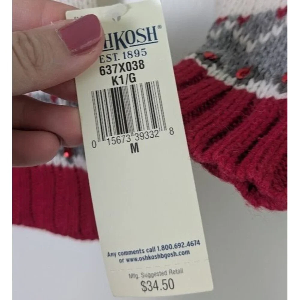 OshKosh Girls Medium Snowflake Cotton Wool Blend Christmas Sweater